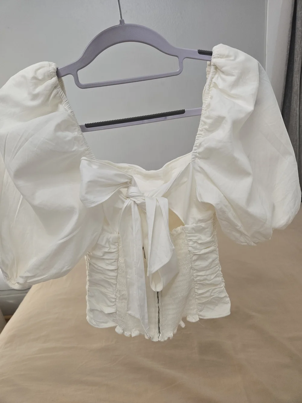 Reformation Barry Ruched Puff-Sleeve Blouse